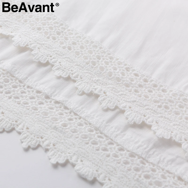 BeAvant богемное хлопковое белое платье женское 2019 v образный вырез зашнуровать