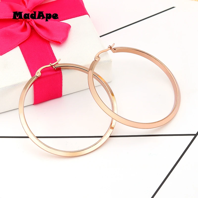 Простые женские серьги MadApe большие круглые из нержавеющей стали 316L ювелирные