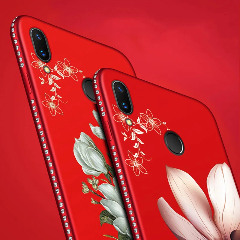 Рельефный чехол с бриллиантами для Xiaomi Mi 9 SE 8 Lite A1 A2 Redmi 7 Note 4 4X 5 5A 6 Pro Lily цветочный