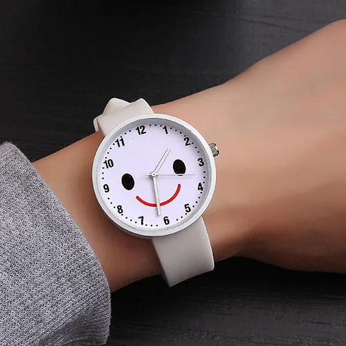 JBRL силикона Однотонная одежда наручные часы Детские усмешки ребенок кварцевые