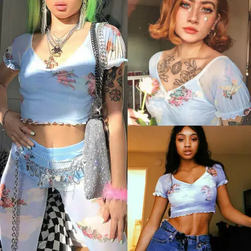 Женский топ с коротким рукавом Angel винтажный прозрачный треугольным вырезом лето