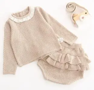 beige as pic MILANCEL/новая весенняя одежда для маленьких девочек хлопковая одежда для маленьких девочек топы с рюшами и шаровары, комплект одежды для малышей из 2 предметов, Одежда для новорожденных - Цвет: beige as pic