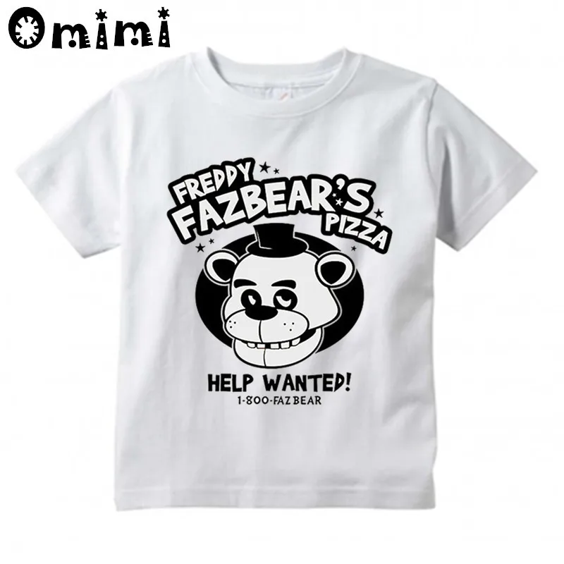 

Children's Five Nights At Freddy's Pizza Cartoon Design T Shirt Kids Cool Casual Tops Boys/Girls Summer White T-Shirt