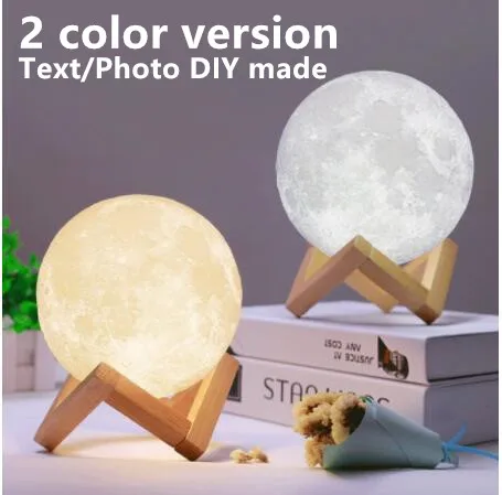 2 colors touch Сделай сам, индивидуальный, 2/16 цветов, 3D принт, светодиодный, сенсорный переключатель, дистанционное управление, Луна, ночник, светильник, домашний декор, Лучшая цена - Испускаемый цвет: 2 colors touch