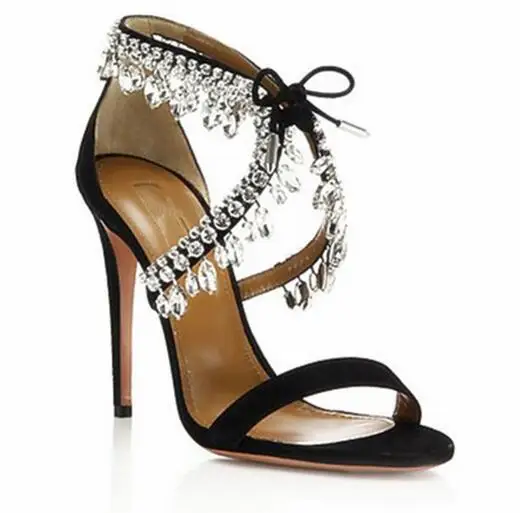 Summer Bling Women Gladiator Sandals Brand Suede Strappy High Heels Shoes Woman Lace Up Pumps Rhinestone Zapatos Mujer | Обувь
