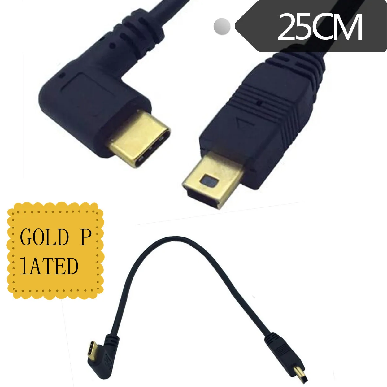 Позолоченные usb3.1 type C male локоть очередь MINI 5pin 0 25 м|Соединители| |