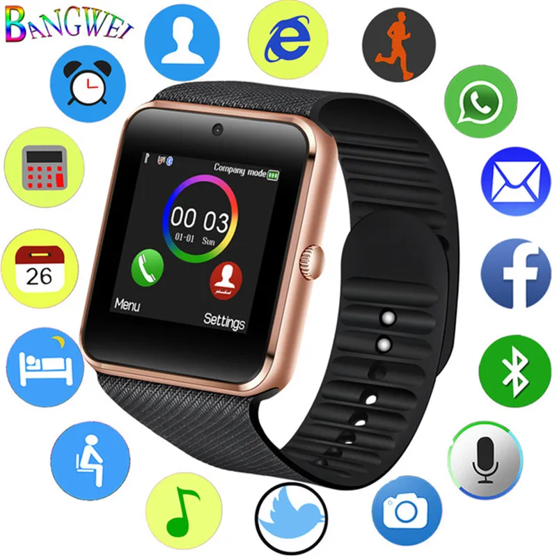 BANGWEI наручные часы Bluetooth Смарт мужские спортивные шагомер Поддержка sim карты