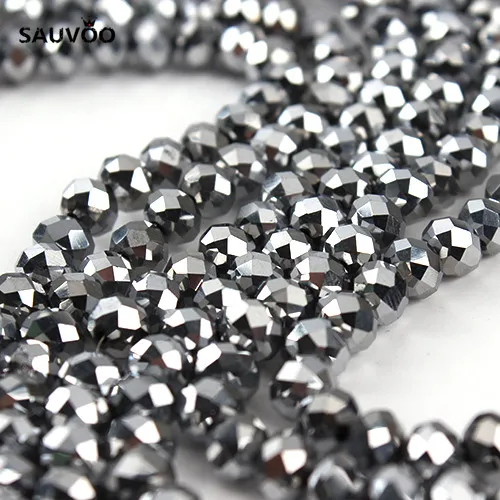 SAUVOO 2 нити серебряные золотые фиолетовые блестящие граненые стеклянные