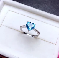 natural sky blue topaz rings heart cut blue gems 925 sterling silver engagement gemstone rings for women