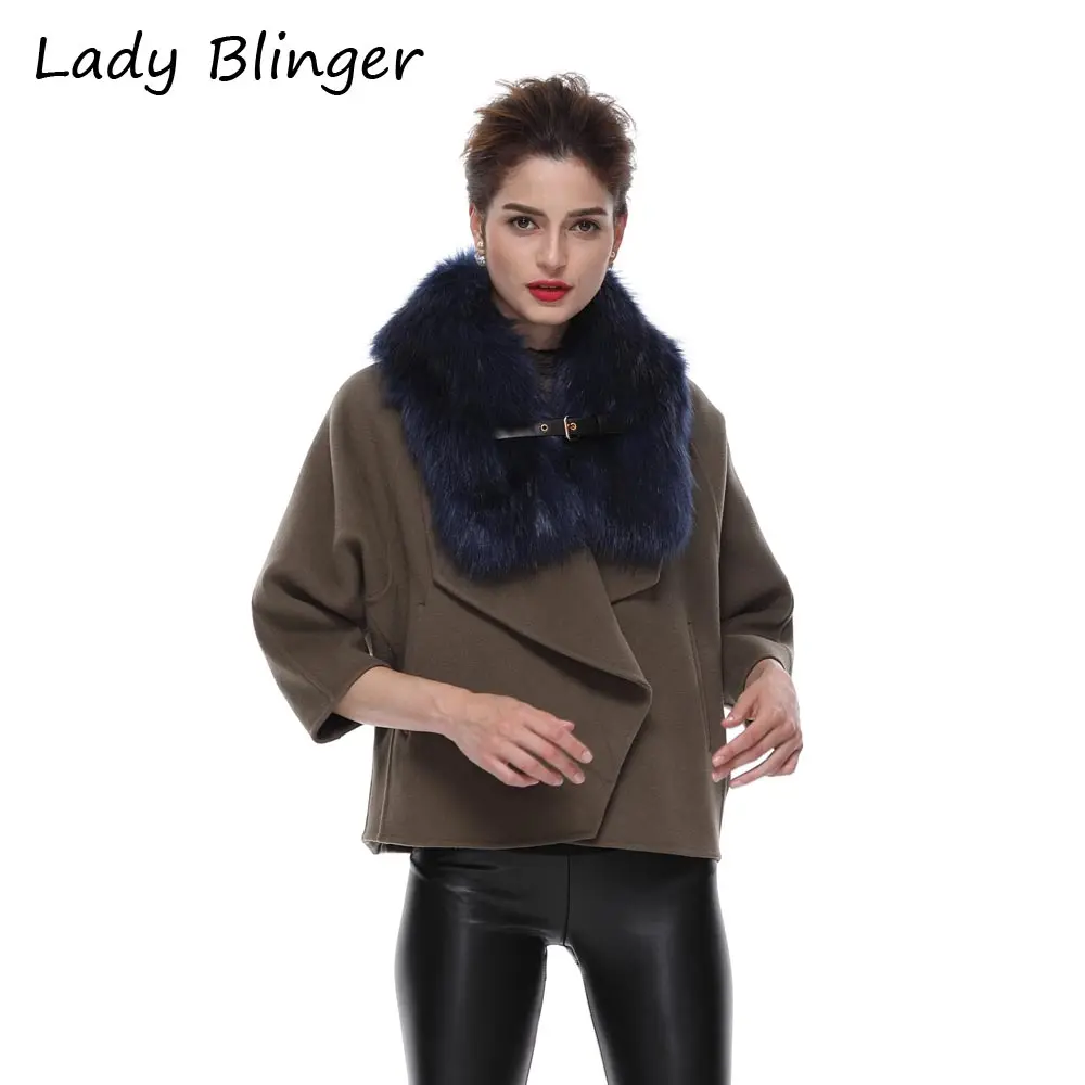 Женский темно-синий шарф из лисьего меха искусственный меховой палантин с