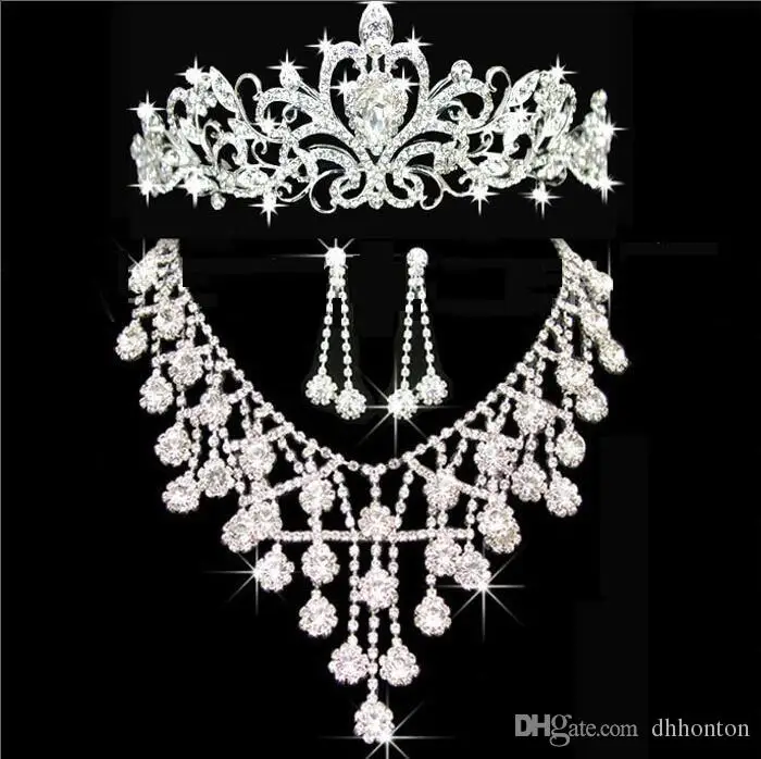 Диадемы Tiaras золотые свадебные украшения для волос neeklace серьги дешевые оптом