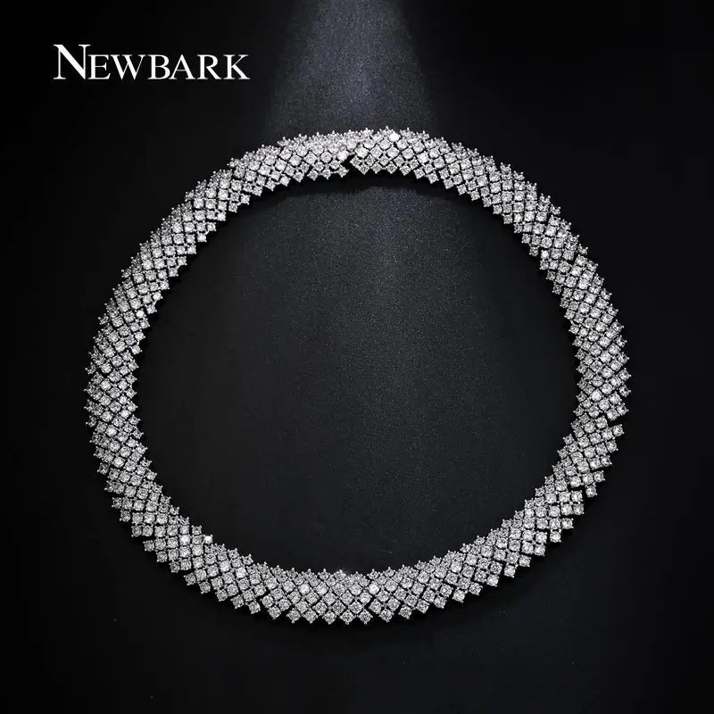 Newbark Роскошные себе Колье серебро Цвет площади кубического циркония широкий дамы