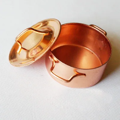 

G05-X4523 children baby gift Toy 1:12 Dollhouse mini Furniture Miniature rement-Copper pots 1set