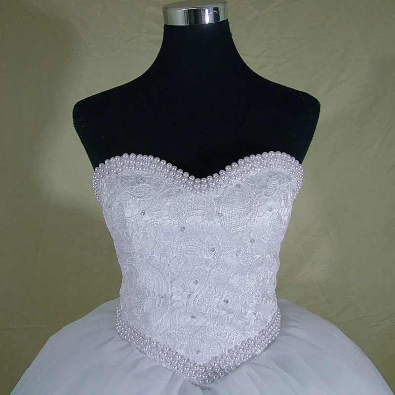 QQ любовник Роскошные бальное платье свадебное Милая Кружево жемчуг блесток пол