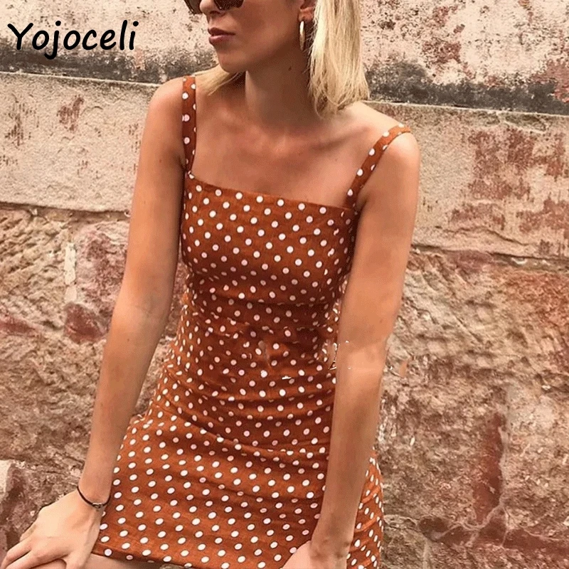Yojoceli милое платье в горошек с бантом женское облегающее сарафан богемное пляжное