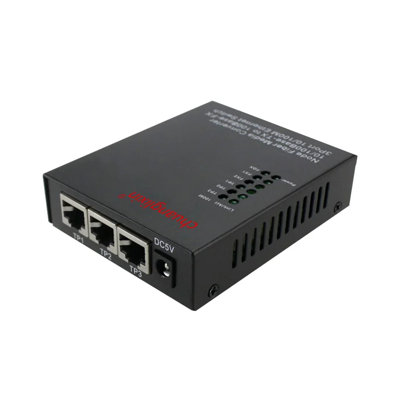 Fiber media converter 10/100M 3 port+2 fiber port optical SC 1310&1550nm AB media converter 1 pcs