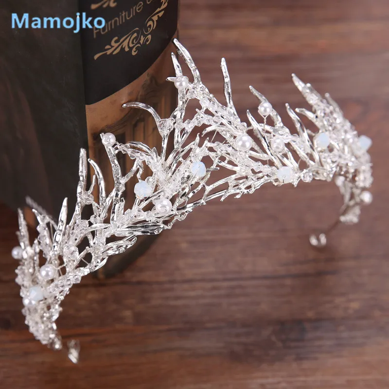 Mamojko свадебные украшения модные серебристые хрустальные листья Корона невесты