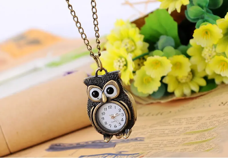 Модный Ретро Унисекс Винтажный кулон сова античное ожерелье стимпанк карманные