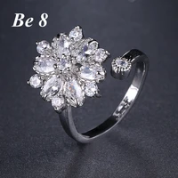 be8 brand new white gold color halo curve ring top quality flower shaped cz wedding rings for womens summer jewelry gifts r 075