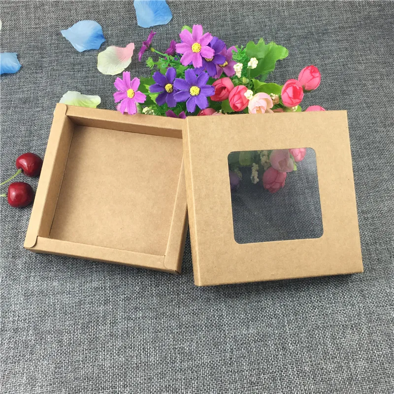 100 шт./лот 12 5x12 5x2 5 см черный коричневый крафт бумага картонная коробка для