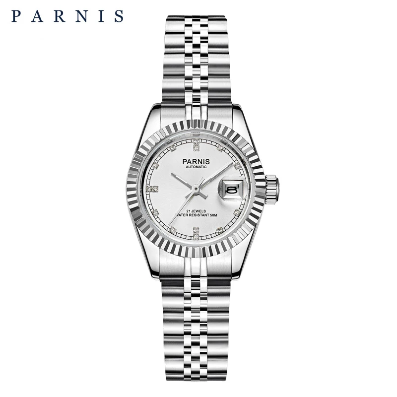 1 for women Parnis автоматические механические часы Роскошные брендовые золотые мужские и женские Элегантный в форме бриллианта нержавеющий браслет часы мужские часы PA2112 - Цвет: 1 for women