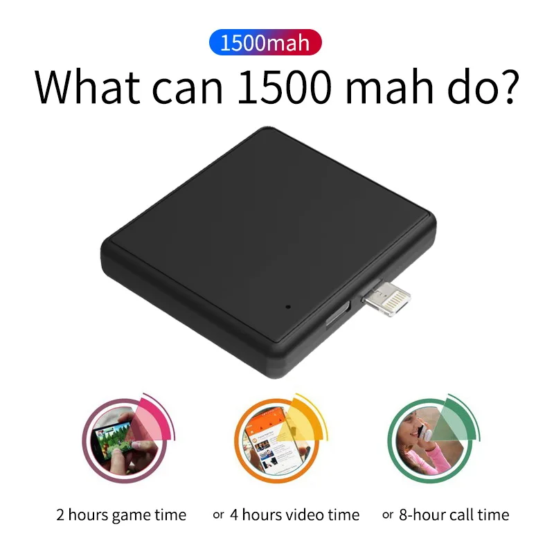Мини Портативный внешний аккумулятор 1500 мАч для телефона iPhone X XS MAX ультралегкий