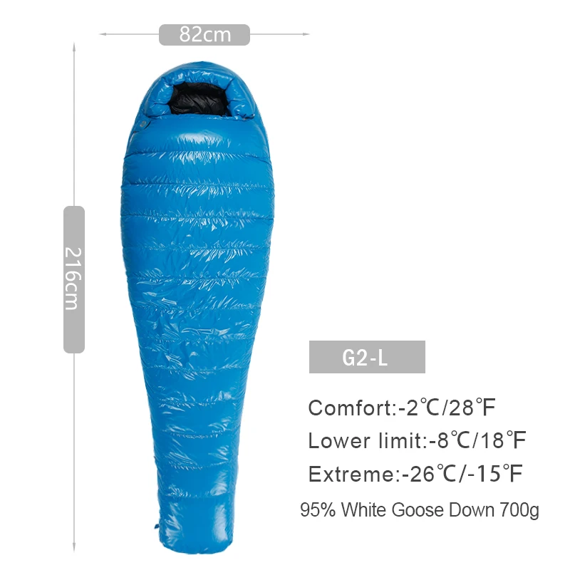 G2 BLUE LONG AEGISMAX G серия белый гусиный пух мумия кемпинг спальный мешок Сверхлегкий дефлектор Дизайн Открытый походный нейлоновый спальный мешок - Цвет: G2 BLUE LONG