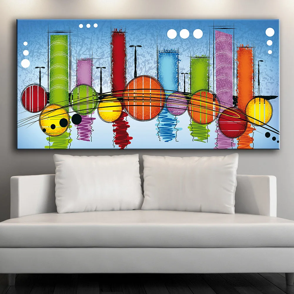 Modern wall color-city-figures-geometry oil painting Prints Painting on canvas No frame Pictures Decor For Living Room | Дом и сад