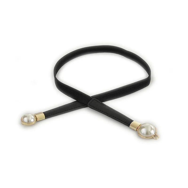 2020 фирменный женский черный эластичный пояс с запахом тонкий жемчужный для
