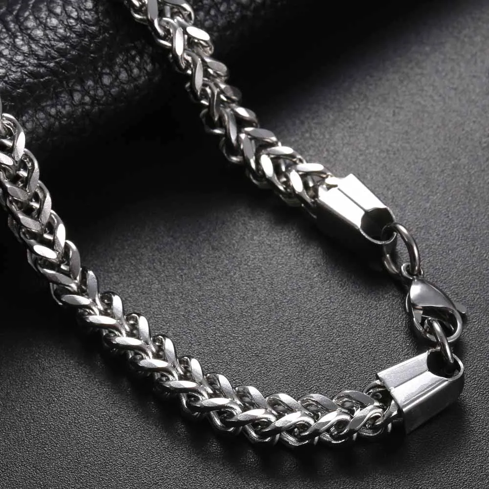 Оптовые продажи 3 мм/4 мм/5 мм Для мужчин Fishbone цепи Нержавеющая сталь кубинской