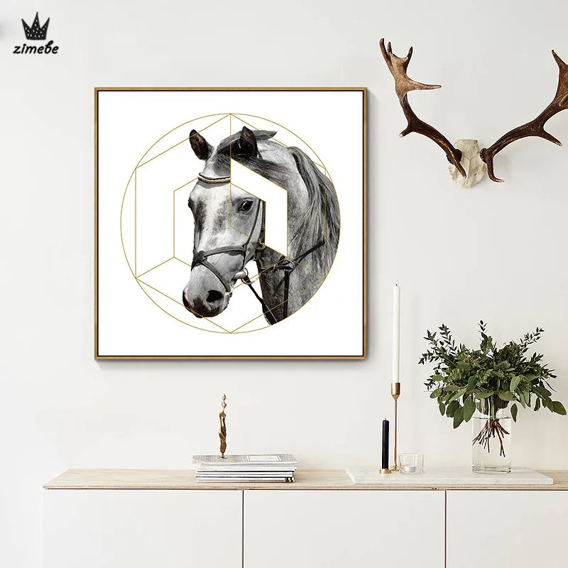 Classical Horse Animal Canvas Painting Nursery Wall Bed room and living Room Print Nordic Modern Scenery Home Decor | Дом и сад
