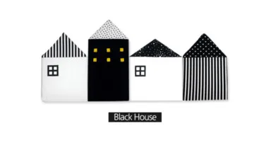 Black 4pcs Муслин жизни Детская кровать бампер в скандинавском стиле форма дома дизайн вышивка бампер коврик для кроватки вокруг защиты Детский Комплект постельного белья - Цвет: Black 4pcs