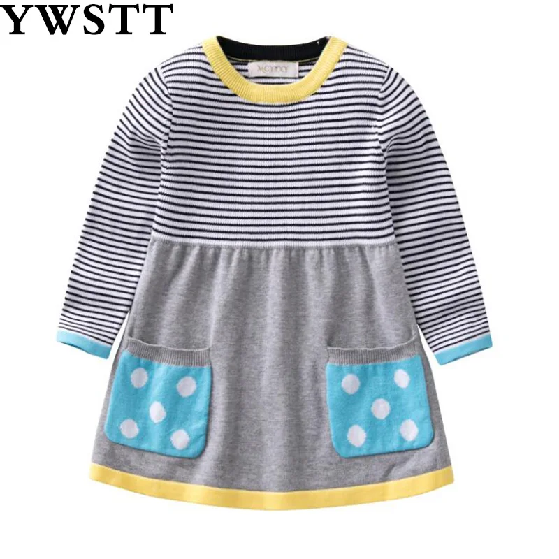 

Girls Woolen Sweater Dress 2018 Brands Winter Autumn Girl O-Neck Printed Cartoon Kids Sweater Baby Girls Sweater
