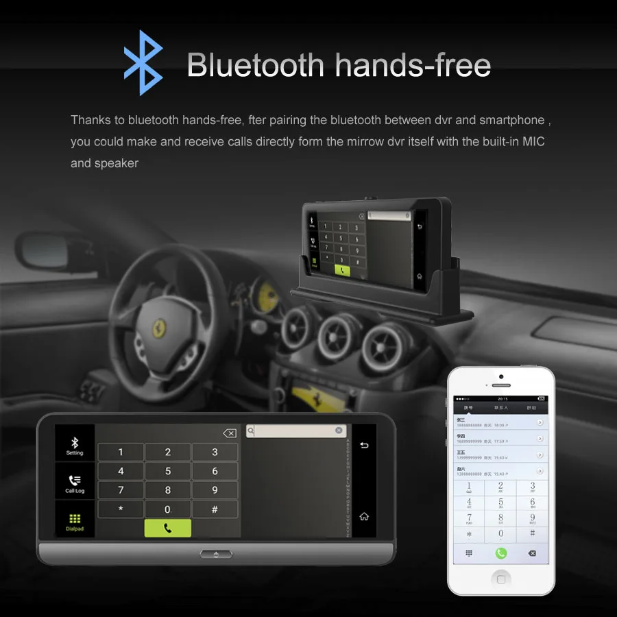 HGDO 7 дюймов двойной объектив Автомобильный видеорегистратор Android 3G зеркало