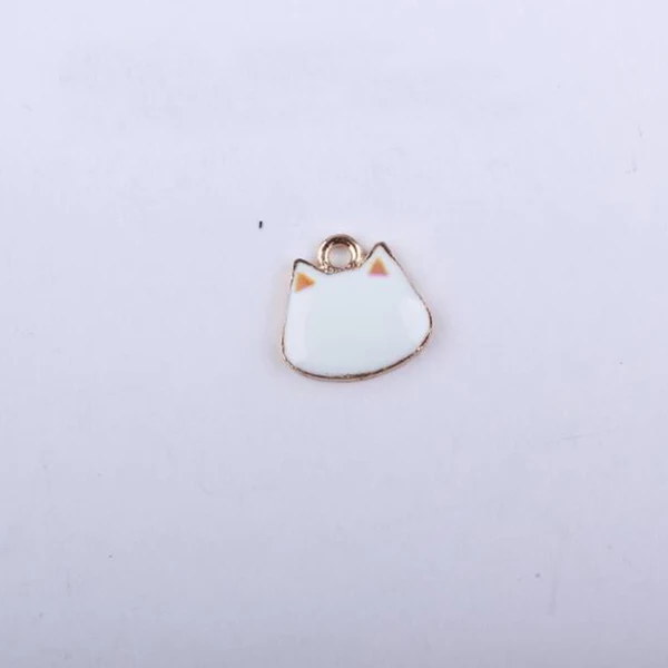white 10 шт. 15x15 мм Эмаль Кошка Шарм милые животные для изготовления ювелирных изделий Модные серьги кулон Модные подвески - Окраска металла: white