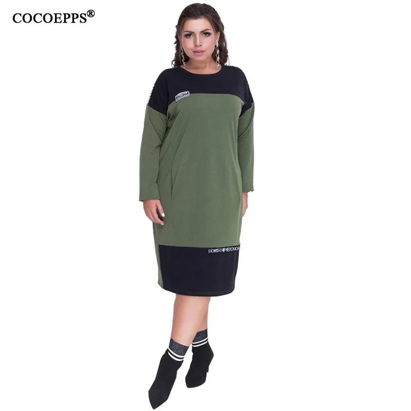 Женские повседневные теплые платья COCOEPPS большие размеры 5XL 6XL повседневная