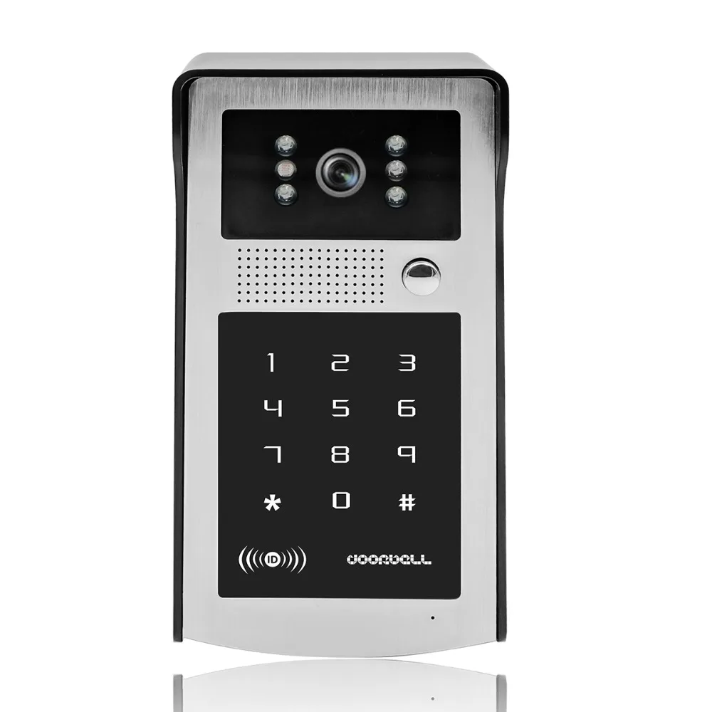 Проводной " видеодомофон дверной звонок видеодомофон система входа+ RFID код клавиатуры камера+ пульт дистанционного управления+ электронный замок+ выход