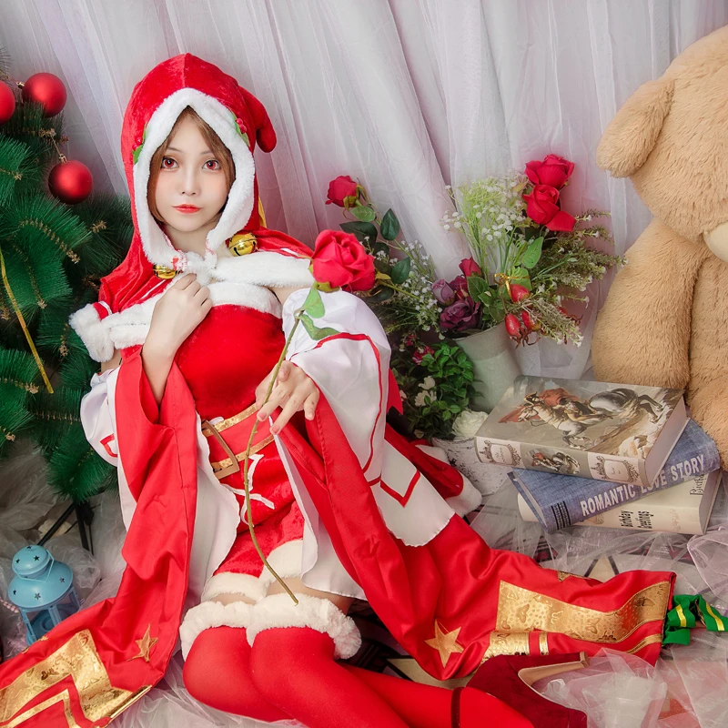 

Hot Game Honor Of Kings Diau Charn The Lovely Red Christmas Dress Cosplay Costumes Carnival Party Role Play Clothing In Stock