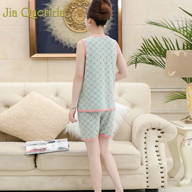 Пижама женская летняя из 2 предметов хлопковые шорты для сна без рукавов | Женская