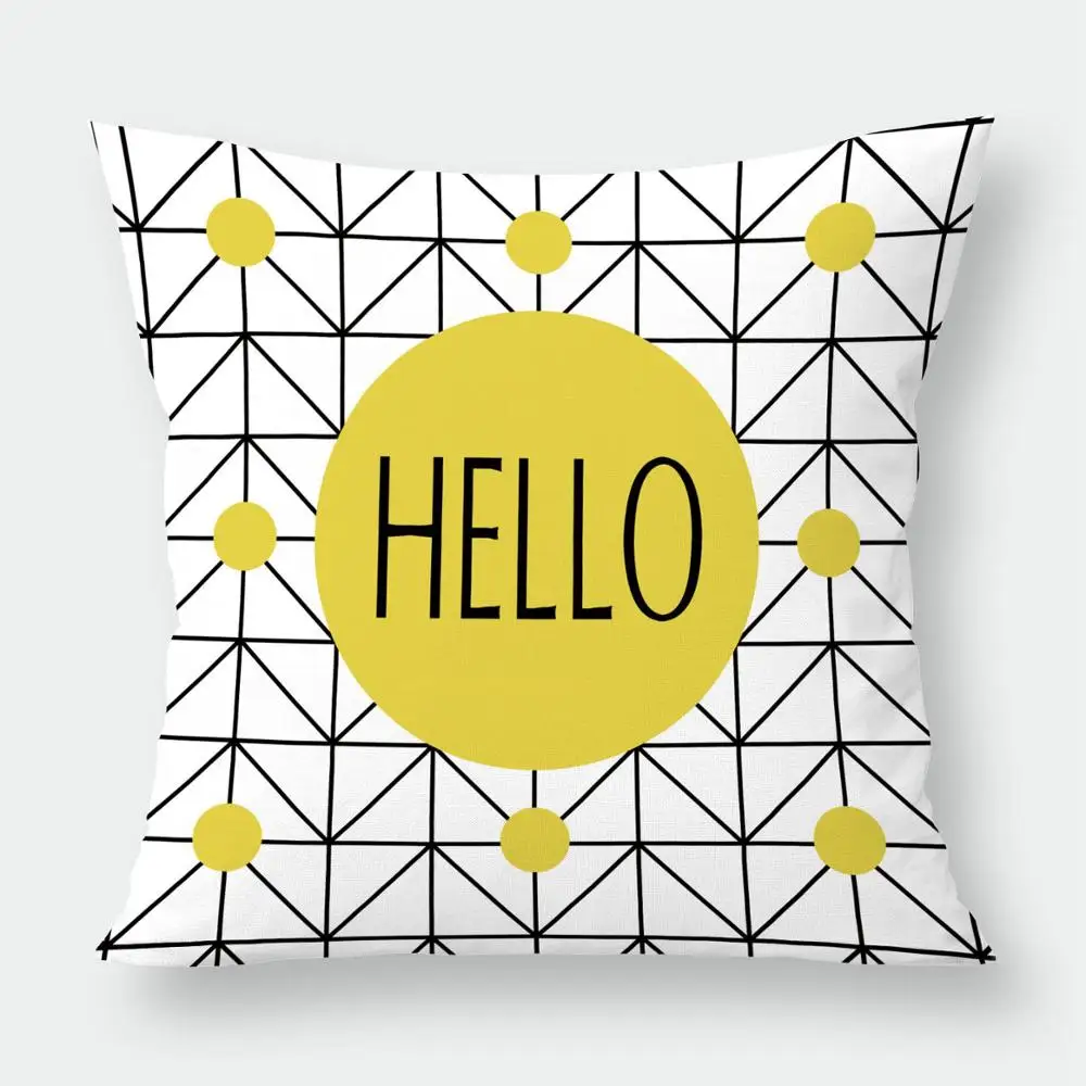 Yellow Grey Geometric Cushion Cover Velvet Pillow Deer Zebra Hello Case For Bedroom Sofa Decoration 45x45cm | Дом и сад