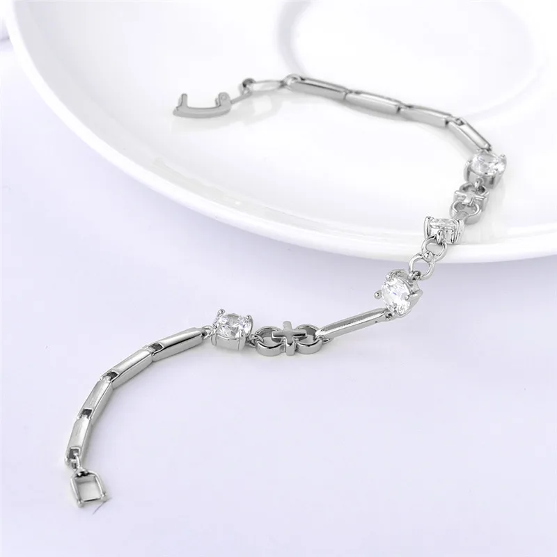 Женский браслет с цирконием BUDONG винтажный из чистого золота и серебра 19 см |