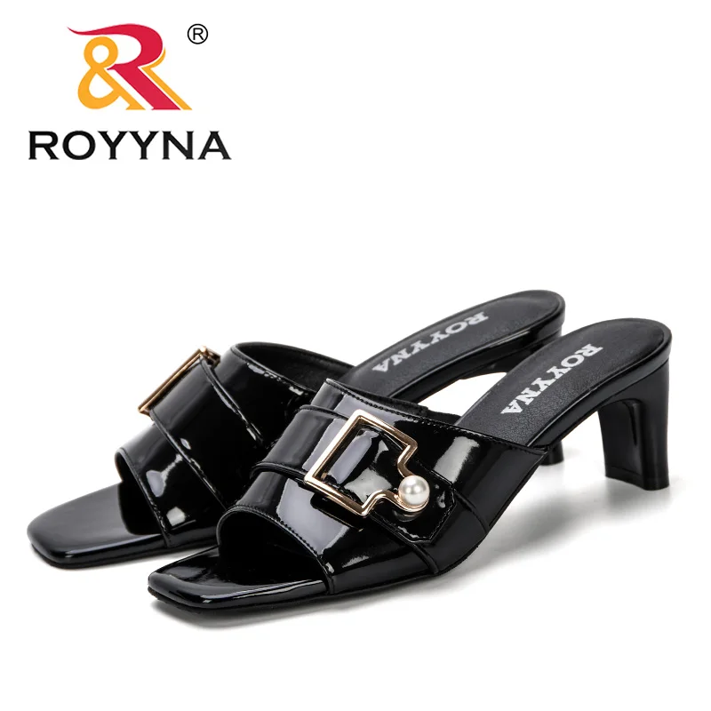 

ROYYNA 2019 Women New Style Summer Fashion High Heels Slippers Ladies Peep-Toe Strange Style Outside Shoes For Girls Comfortable
