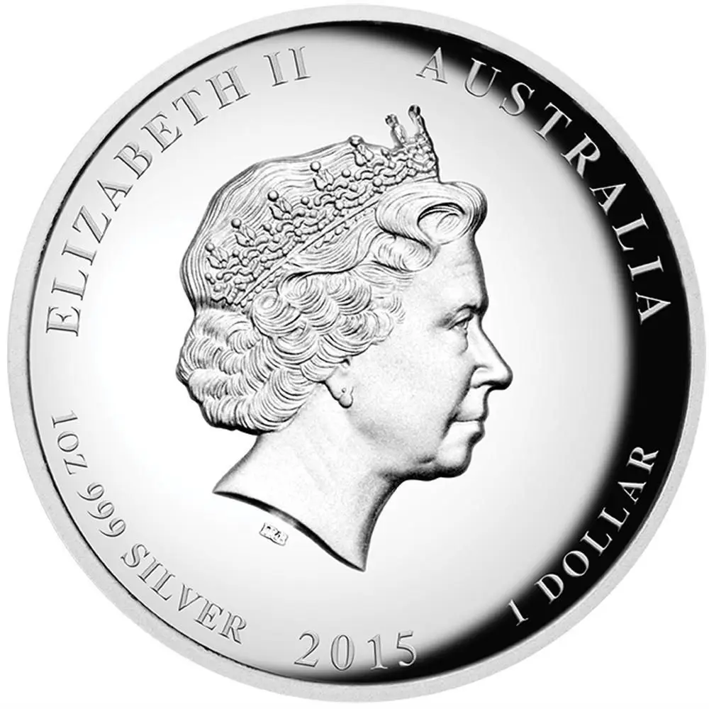 Большая белая акула 2015 1 унция Серебряная Защита Высокая рельефная монета 10