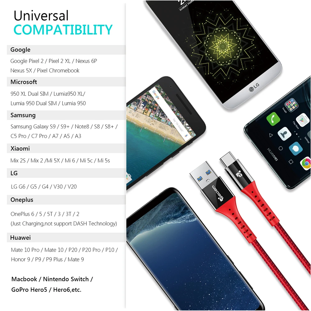 Кабель USB 3.0 Type-C для Samsung S9 S8 Plus Note 8 9 Huawei P9 P10 P20 | Мобильные телефоны и аксессуары
