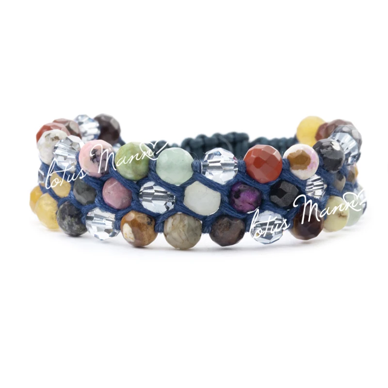 

Lotusmann 3 knitted 12 natural crystal constellation gem bracelet adjust