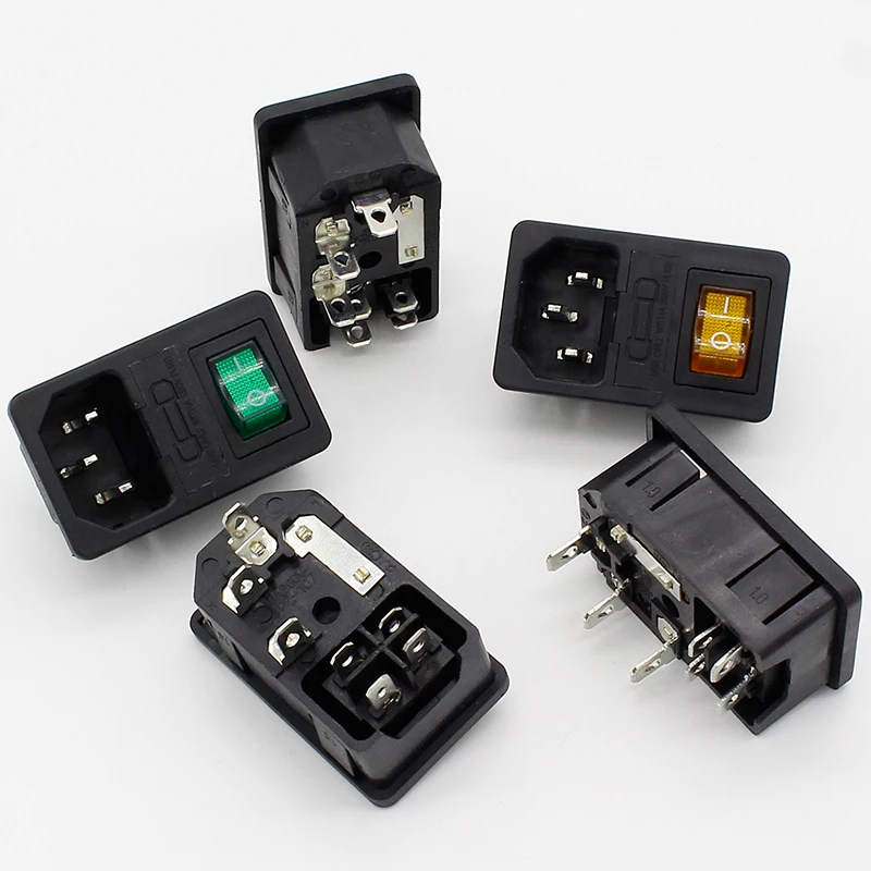 Латунные детали! 5 шт.! С предохранителем 10 А! Многоцветная стандартная IEC 320 C14