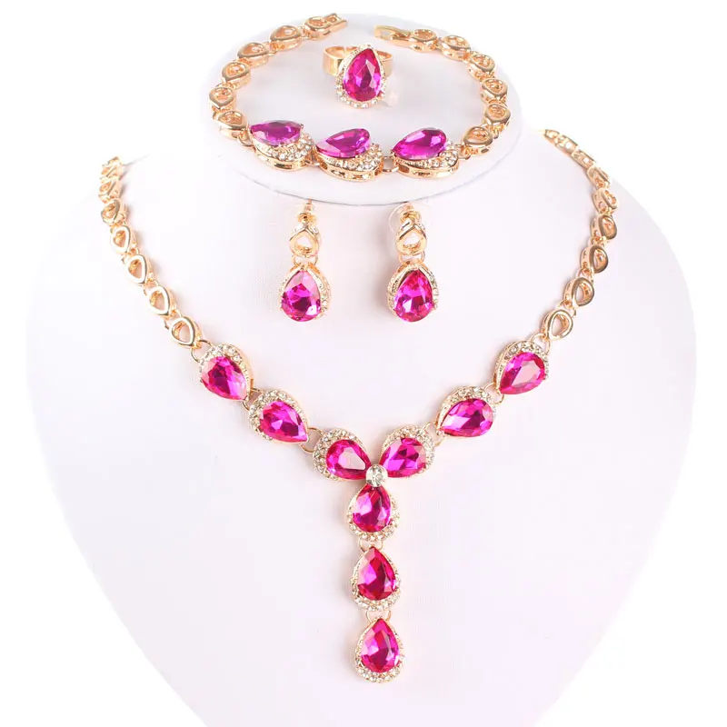 Женский комплект с ожерельем Африканский бисер Красный Кристалл ювелирный набор