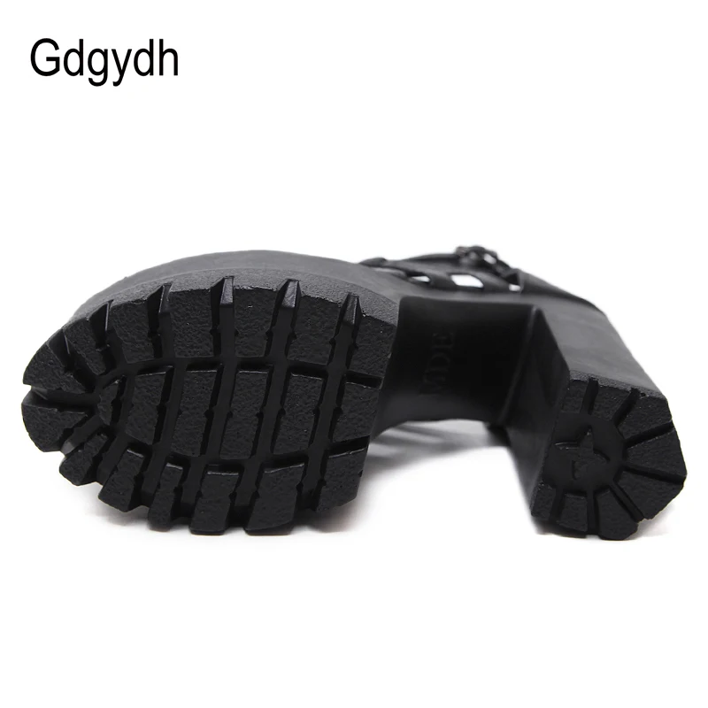 Женские сандалии гладиаторы Gdgydh черные кожаные с пряжкой на платформе и каблуке