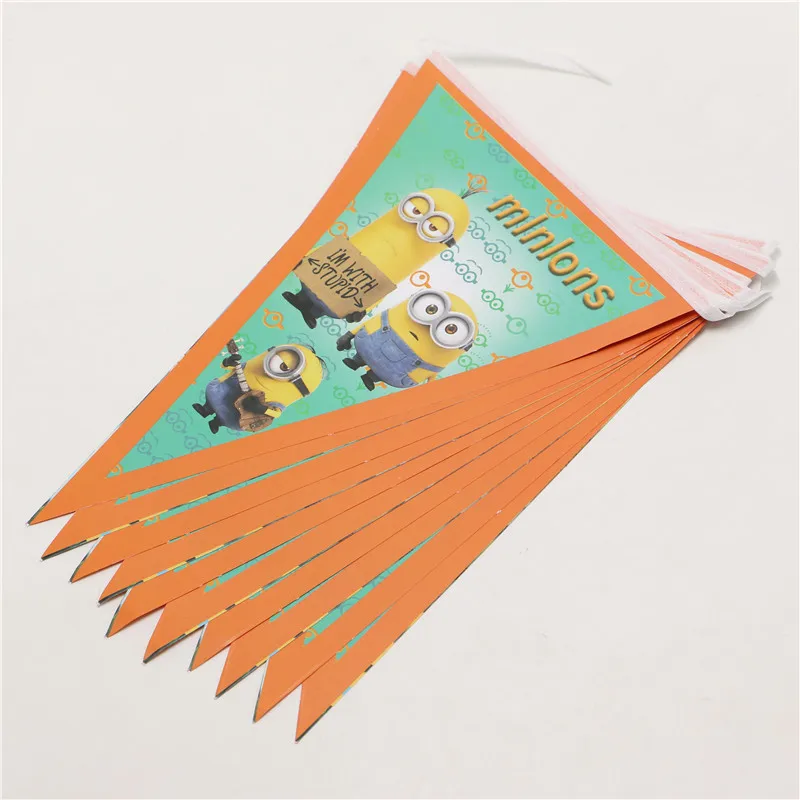 10 шт./линия Гадкий я Миньоны мультфильм бумажные флажки украшения в виде флагов
