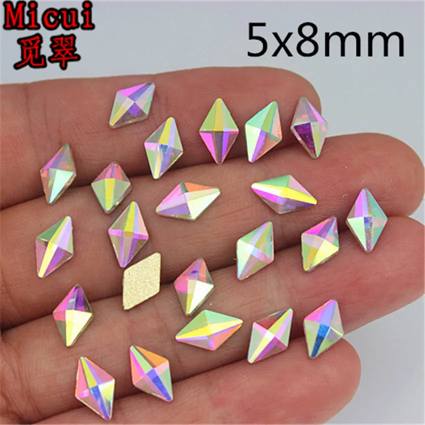 5x8mm Rhombus Micui 36 шт. несколько форм AB прозрачное стекло Кристалл Плоская задняя сторона клей для страз на не горячей фиксации 3D дизайн ногтей украшения MC15 - Цвет: 5x8mm Rhombus